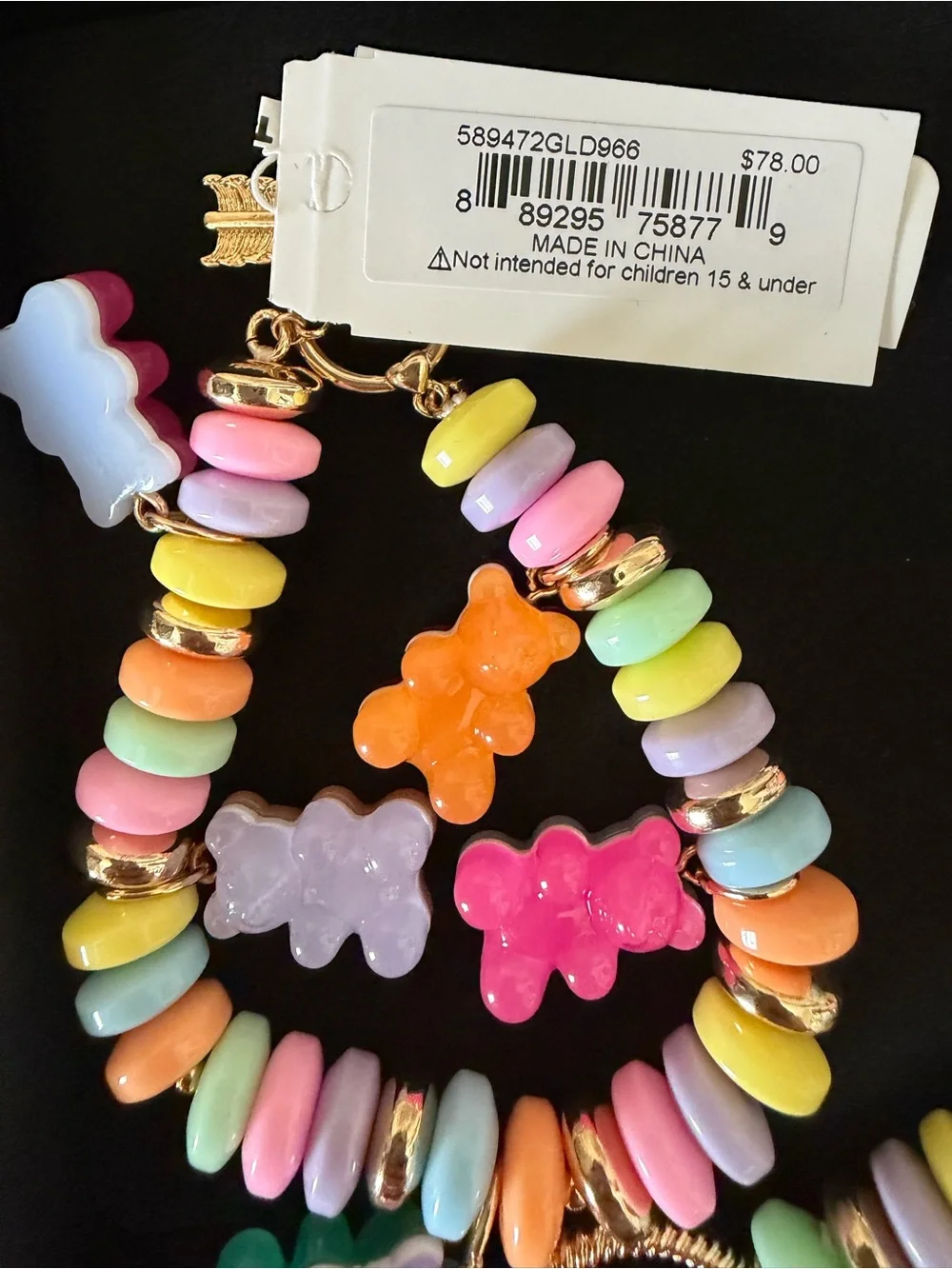 Betsey Johnson Pastel Gummy Bear Necklace and Bracelet Set - Multicolor
